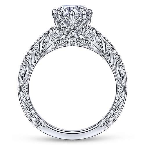 Gabriel &amp; Co Vintage 14K White Gold Round Diamond Engagement Ring  ER14436R4W44JJ
