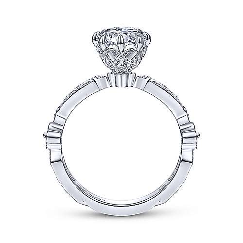 Gabriel &amp; Co Vintage 14K White Gold Round Diamond Engagement Ring  ER14438R4W44JJ