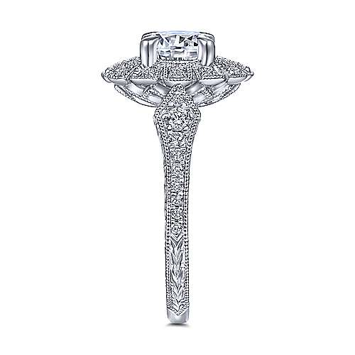 Gabriel &amp; Co Unique 14K White Gold Art Deco Halo Engagement Ring  ER14445R4W44JJ