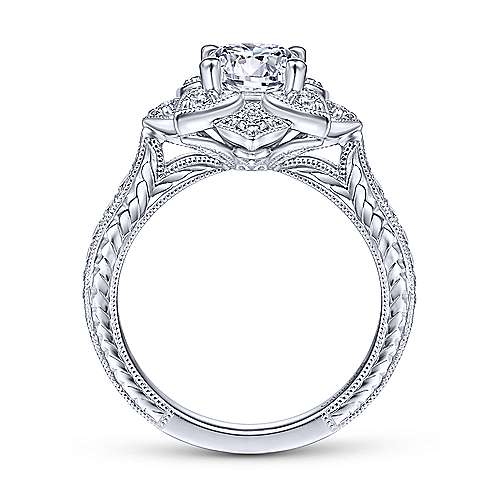 Gabriel &amp; Co Unique 14K White Gold Halo Diamond Engagement Ring ER14451R4W44JJ