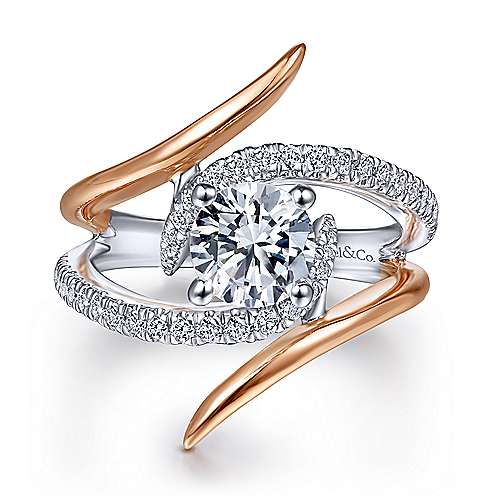 Gabriel &amp; Co 14K White Rose Gold Round Diamond Engagement Ring  ER14467R4T44JJ
