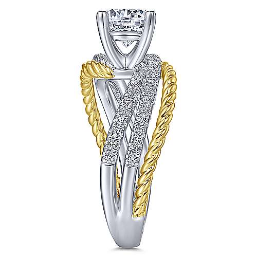 Gabriel &amp; Co 14K White Yellow Gold Round Diamond Engagement Ring  ER14468R4M44JJ