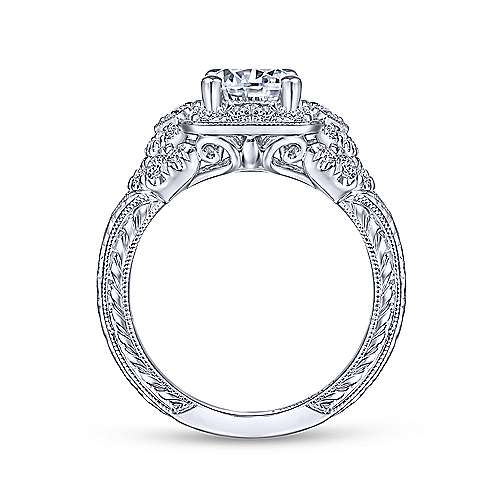 Gabriel &amp; Co Vintage 14K White Gold Round Halo Diamond Engagement Ring  ER14482R4W44JJ