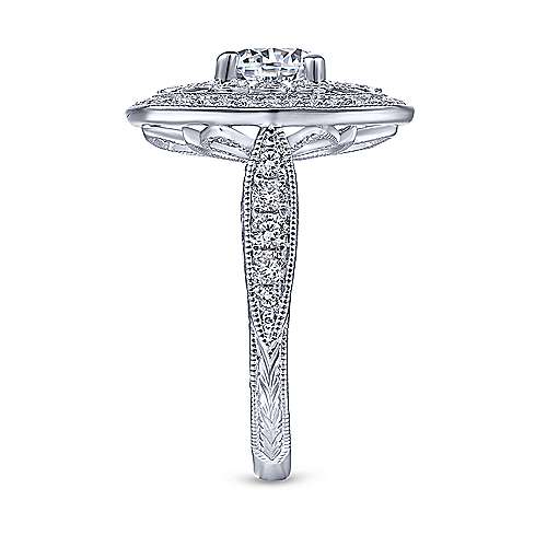 Gabriel &amp; Co Vintage 14K White Gold Round Halo Diamond Engagement Ring  ER14483R4W44JJ
