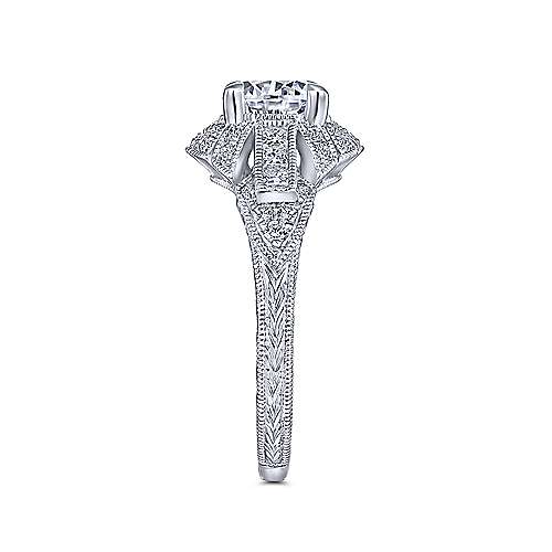 Gabriel &amp; Co Vintage 14K White Gold Round Diamond Engagement Ring  ER14492R4W44JJ
