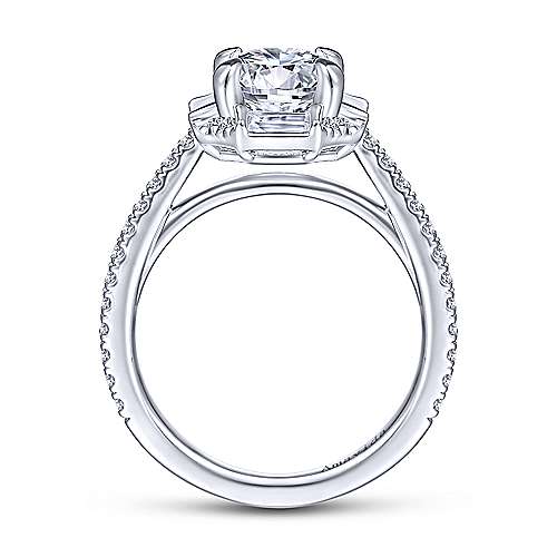 Gabriel &amp; Co 18k White Gold Octagonal Halo Round Diamond Engagement Ring  ER14526R6W83JJ