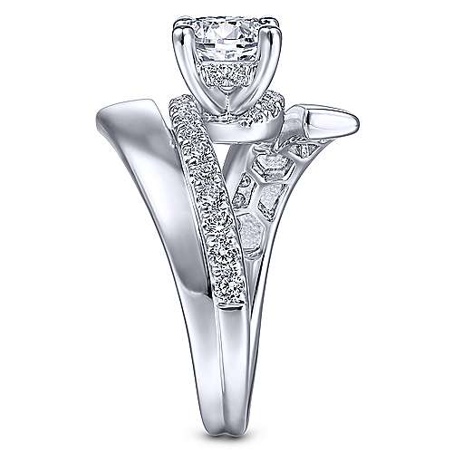 Gabriel &amp; Co 14K White Gold Round Bypass Diamond Engagement Ring ER14613R4W44JJ