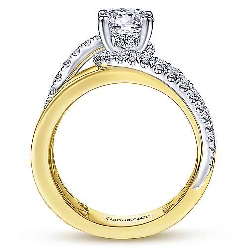 Gabriel &amp; Co 14K WhiteYellow Gold Round Bypass Diamond Engagement Ring ER14632R4M44JJ