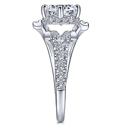Gabriel &amp; Co 14K White Gold Round Asymmetrical Split Shank Diamond Engagement Ring ER14648R6W44JJ