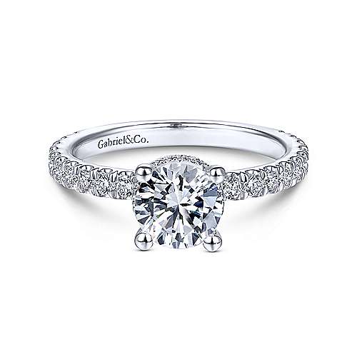 Gabriel &amp; Co 14K White Gold Round Diamond Engagement Ring  ER14649R4W44JJ