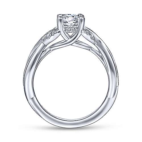 Gabriel &amp; Co 14K White Gold Round Twisted Diamond Engagement Ring ER14663R3W44JJ