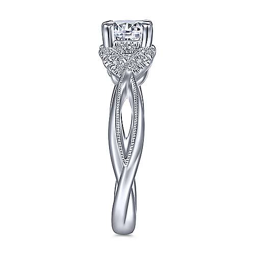 Gabriel &amp; Co 14K White Gold Round Twisted Diamond Engagement Ring ER14663R3W44JJ