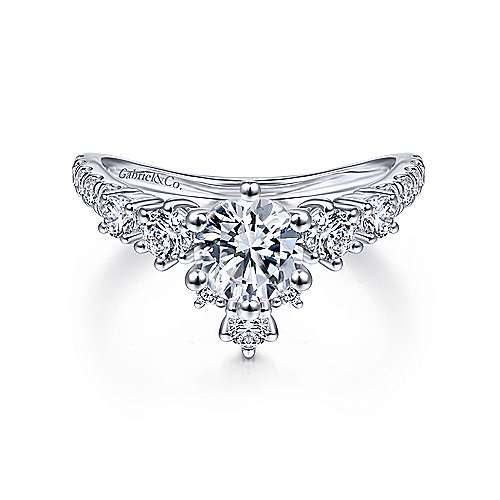 Gabriel &amp; Co 14K White Gold Round Diamond Engagement Ring ER14782R3W44JJ