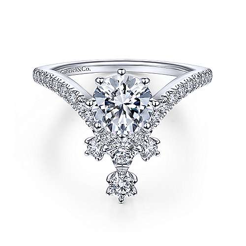 Gabriel &amp; Co 14K White Gold Round Diamond Engagement Ring ER14783R4W44JJ