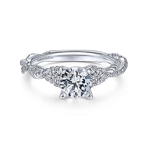 Gabriel &amp; Co 14K White Gold Round Twisted Diamond Engagement Ring ER14942R3W44JJ