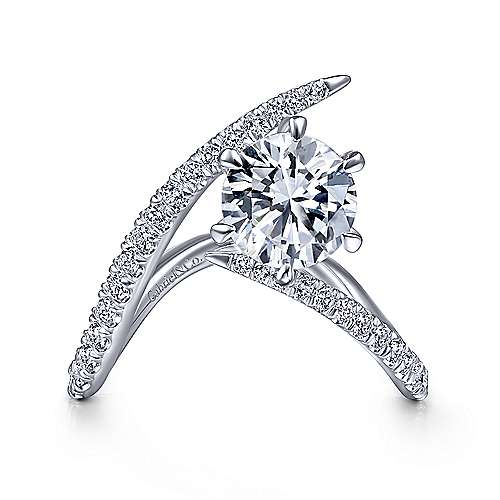Gabriel &amp; Co 14K White Gold Free Form Round Diamond Engagement Ring ER15012R6W44JJ