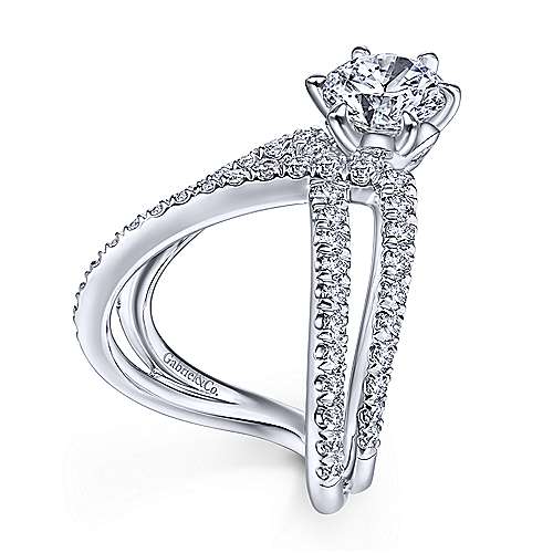 Gabriel &amp; Co 14K White Gold Free Form Round Diamond Engagement Ring  ER15013R6W44JJ