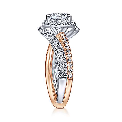 Gabriel &amp; Co 14K White-Rose Gold Round Diamond Halo Engagement Ring ER15016R6T44JJ