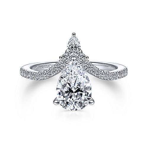 Gabriel &amp; Co 14K White Gold Free Form Pear Shape Diamond Engagement Ring ER15086P4W44JJ