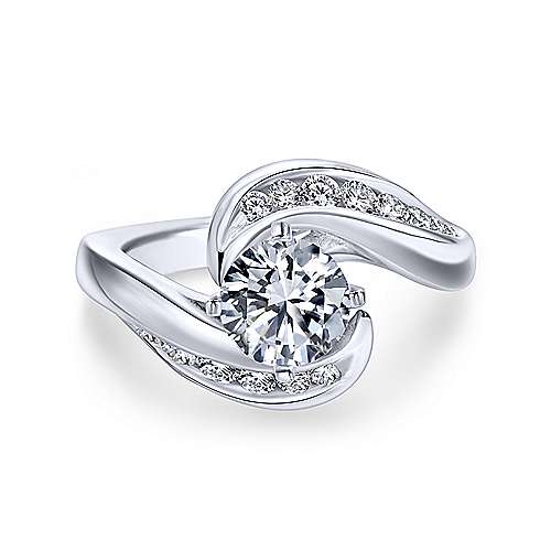 Gabriel &amp; Co 14K White Gold Round Bypass Diamond Engagement Ring ER4309W44JJ
