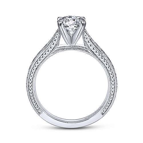 Gabriel &amp; Co Vintage 14K White Gold Round Diamond Engagement Ring  ER6636W4JJJ