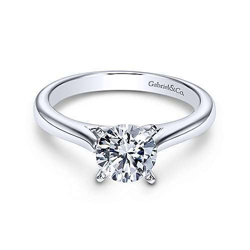Gabriel &amp; Co 14K White Gold Round Diamond Engagement Ring  ER6685W4JJJ