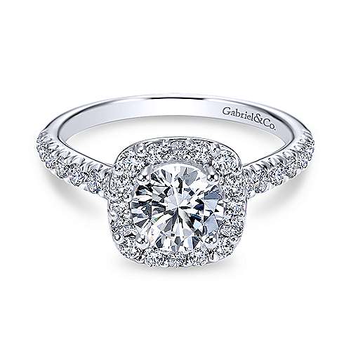 Gabriel &amp; Co 14k White Gold Round Halo ENGAGEMENT RING ER6872W44JJ