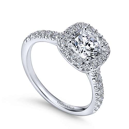 Gabriel &amp; Co 14k White Gold Round Halo ENGAGEMENT RING ER6872W44JJ