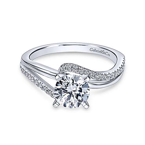 Gabriel &amp; Co 14K White Gold Round Bypass Diamond Engagement Ring  ER6974W44JJ