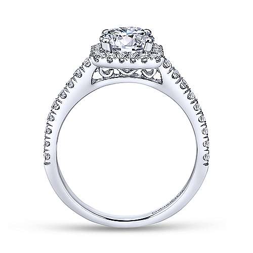 Gabriel &amp; Co 14K White Gold Cushion Halo Round Diamond Engagement Ring  ER7252W44JJ