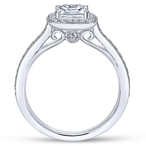 Gabriel &amp; Co. Vintage 14k White Gold Cushion Cut Halo ENGAGEMENT RING ER7527W44JJ