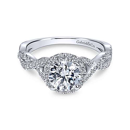 Gabriel &amp; Co 14K White Gold Round Halo Diamond Engagement Ring  ER7543W44JJ