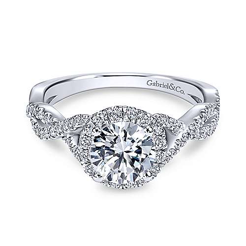 Gabriel &amp; Co. 14k White Gold Round Halo ENGAGEMENT RING ER7543W44JJ