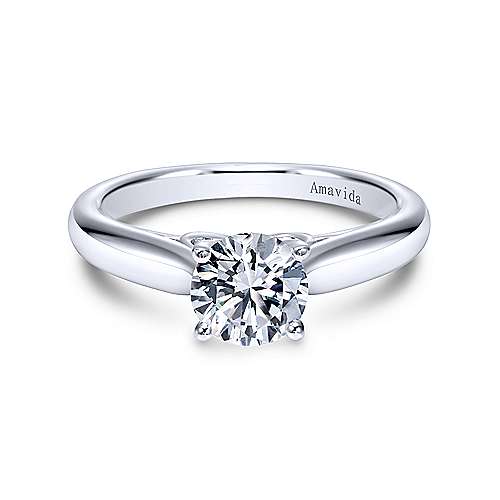 Gabriel &amp; Co Unique 18K White Gold Round Diamond Engagement Ring  ER8087W8JJJ