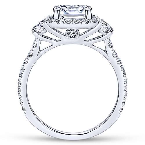 Gabriel &amp; Co 14K White Gold Cushion Three Stone Halo Diamond Engagement Ring  ER9189W44JJ