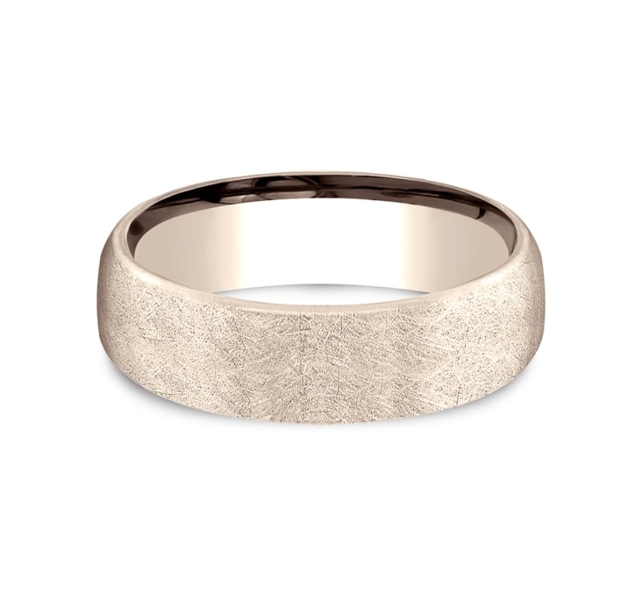 Benchmark EUCF565070R Rose Gold 14k 6.5mm Men&#39;s Wedding Band Ring
