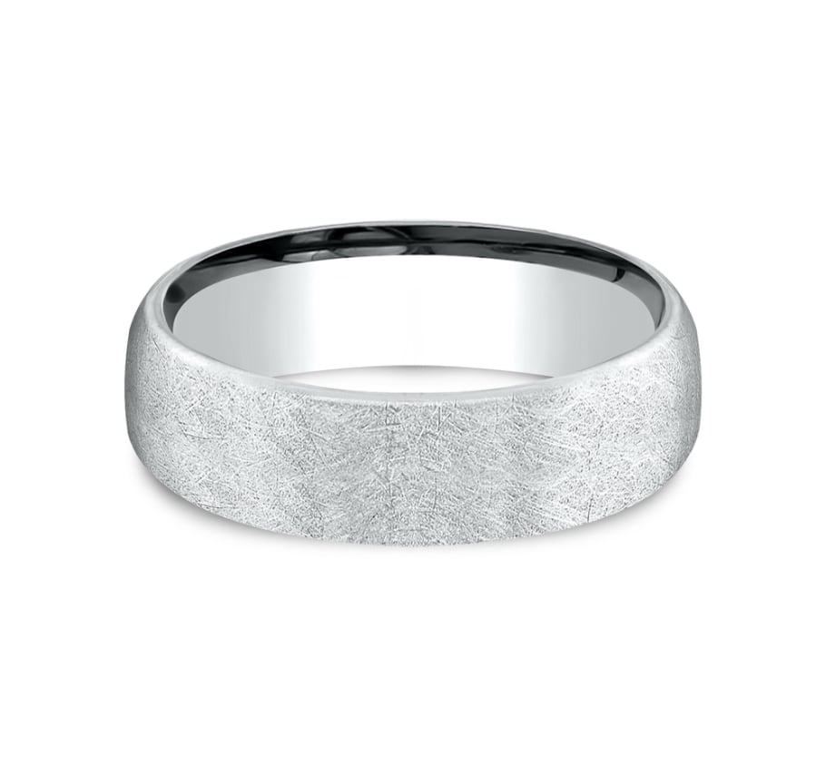 Benchmark EUCF565070W White Gold 14k 6.5mm Men&#39;s Wedding Band Ring