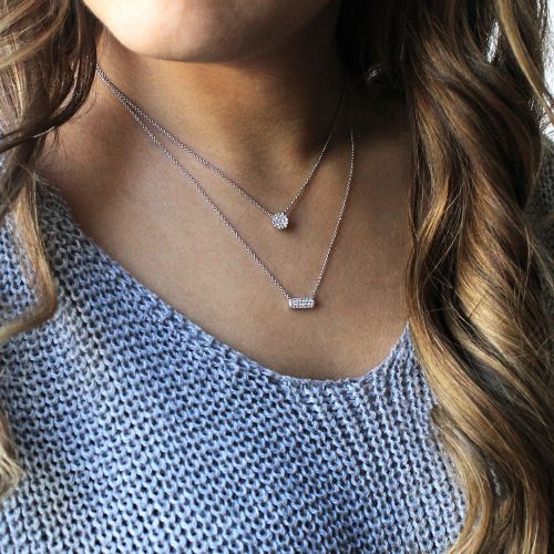 Gabriel &amp; Co. 14K White Gold Rectangular Diamond Pendant Necklace NK4943W45JJ