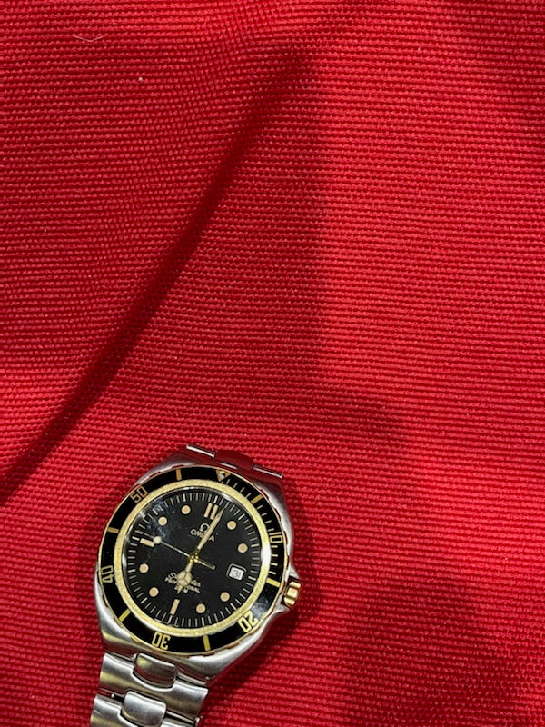 Preowned Omega Seamaster 396.1041 Black Dial Swiss Quartz Date Men&#39;s 38mm Watch