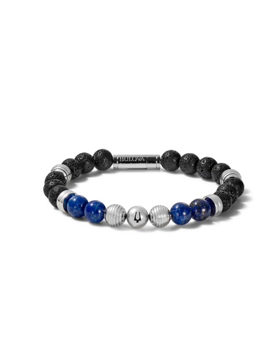 Bulova J96B020L Tigers Eye &amp; Black Lava Bead Bracelet - Large