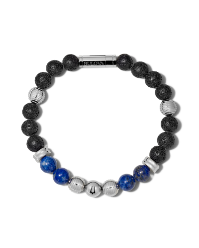 Bulova J96B020L Tigers Eye &amp; Black Lava Bead Bracelet - Large