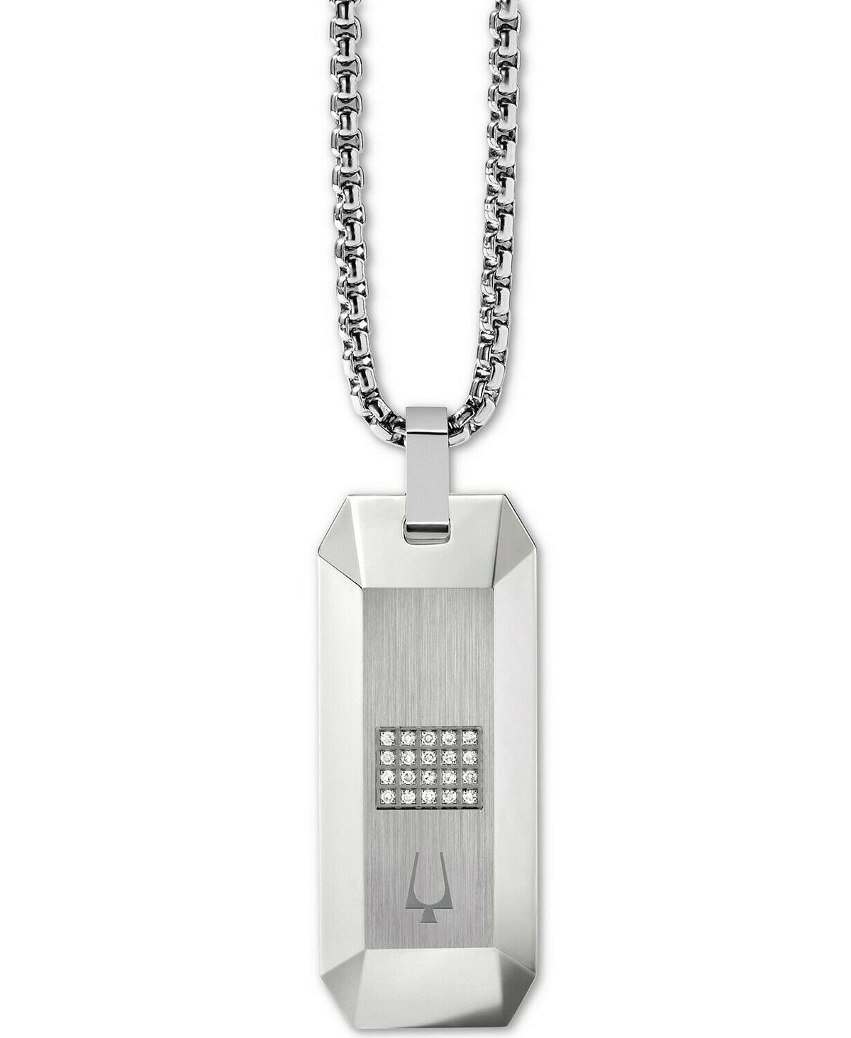 Bulova J96N002 Precisionist Stainless Steel Diamond Accent Pendant Necklace