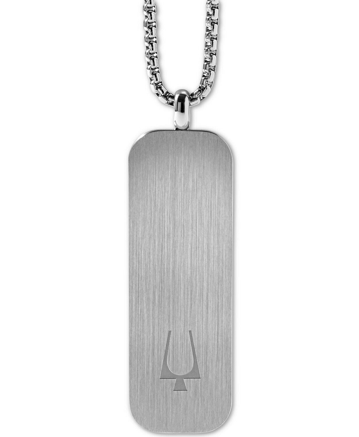 Bulova J96N009 Classic Stainless Steel Dog Tag Pendant Necklace