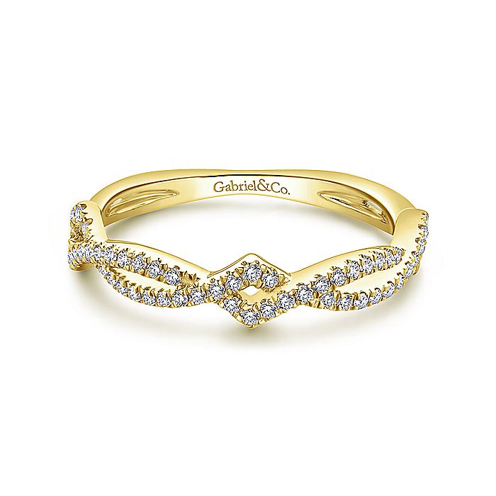 Gabriel &amp; Co. 14K Yellow Gold Twisted Diamond Stackable Ring LR51168Y45JJ