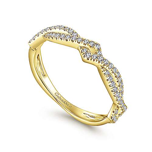 Gabriel &amp; Co. 14K Yellow Gold Twisted Diamond Stackable Ring LR51168Y45JJ