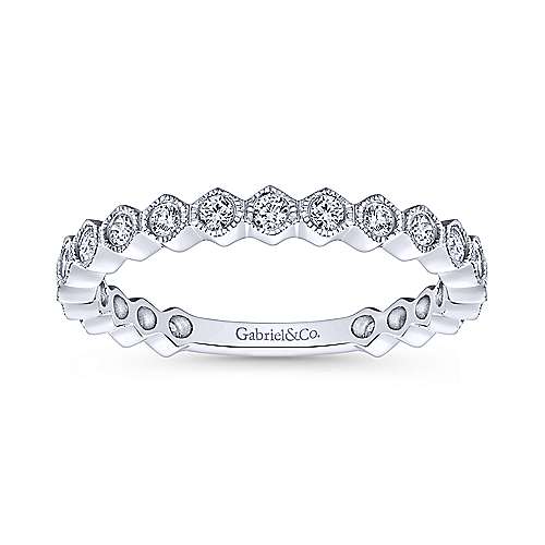 Gabriel &amp; Co. 14K White Gold Hexagon Round Diamond Stackable Ring LR51174W45JJ