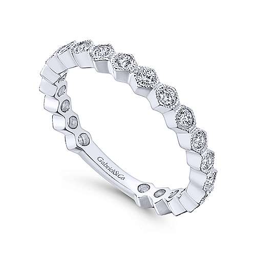 Gabriel &amp; Co. 14K White Gold Hexagon Round Diamond Stackable Ring LR51174W45JJ