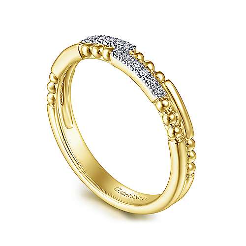Gabriel &amp; Co. 14K Yellow Gold Segmented Beaded Diamond Stackable Ring LR51456Y45JJ