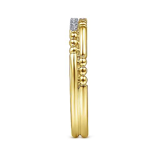 Gabriel &amp; Co. 14K Yellow Gold Segmented Beaded Diamond Stackable Ring LR51456Y45JJ