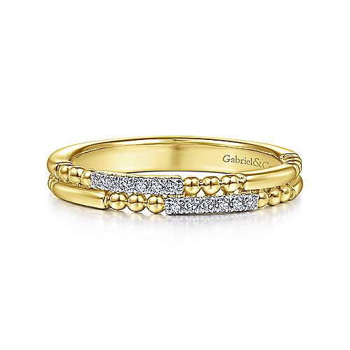 Gabriel &amp; Co. 14K Yellow Gold Segmented Beaded Diamond Stackable Ring LR51456Y45JJ
